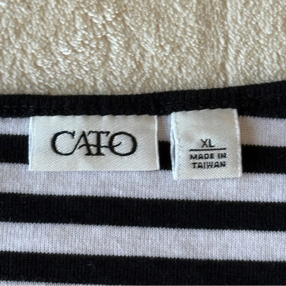 Cato Black and White Striped Short Sleeve Tee Size XL - Picture 3 of 7